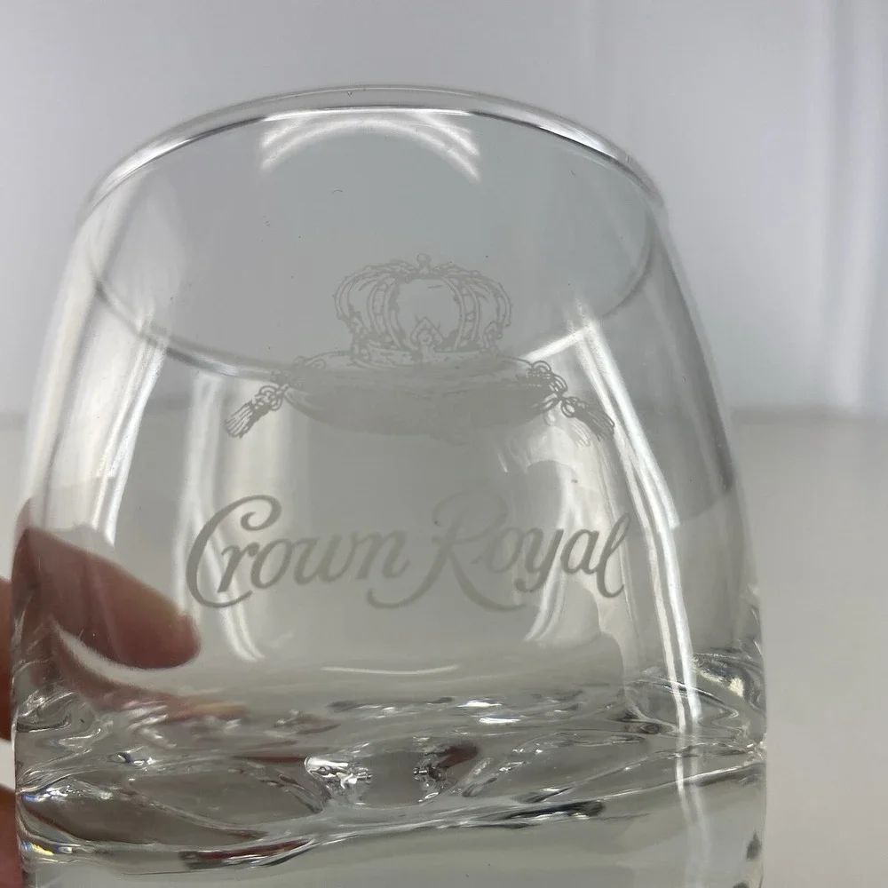 Beautiful CROWN ROYAL 8 Point Low‎ Ball Whiskey Rocks Glass  Made In Italy